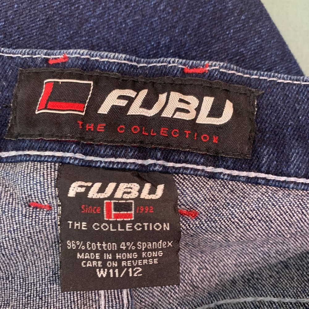 FUBU Womens Jeans 11/12 Juniors Dark Wash Denim‎ Straight Leg Mid Rise Y2K Retro - Picture 9 of 11